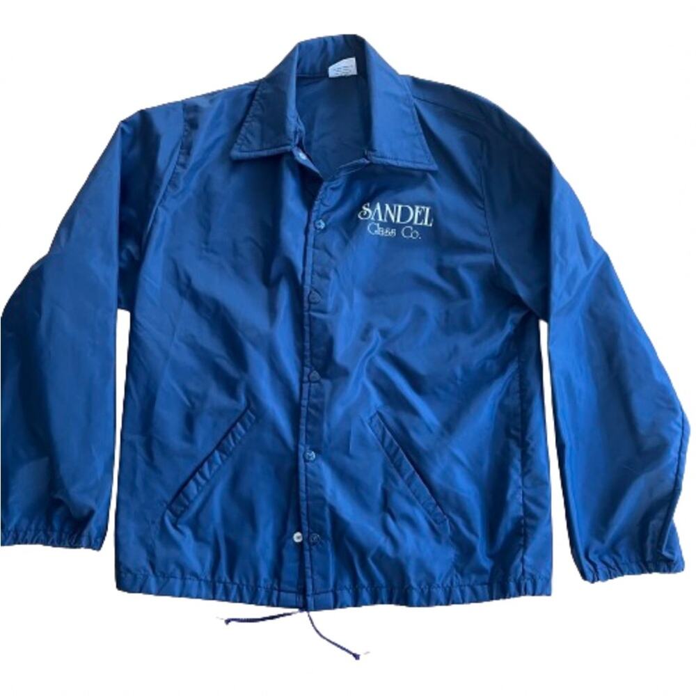 Vintage Navy Blue Nylon Birdie Golf Windbreaker Workwear Jacket Sandel Glass Co.